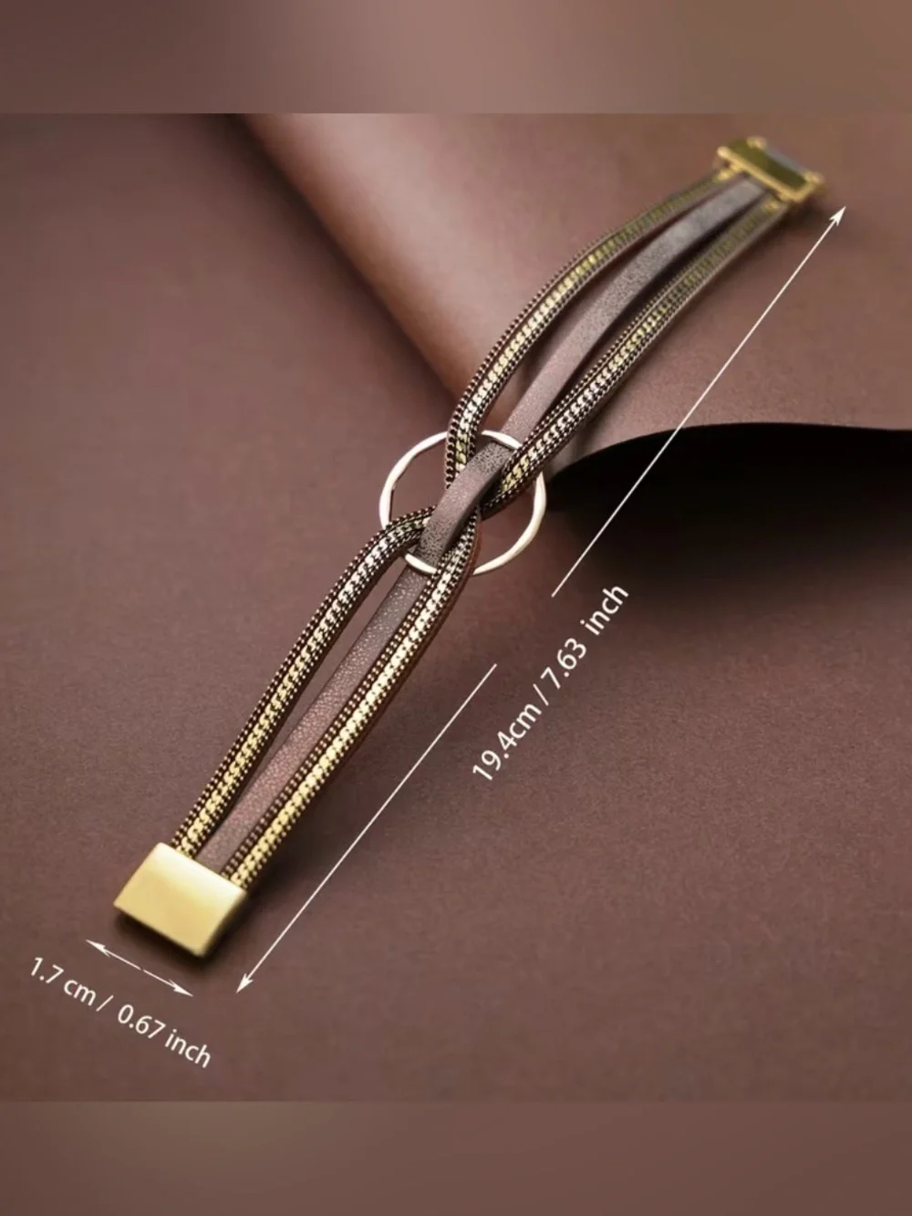 Western Rose Gold and Blush Multi-Strand PU Leather Bracelet